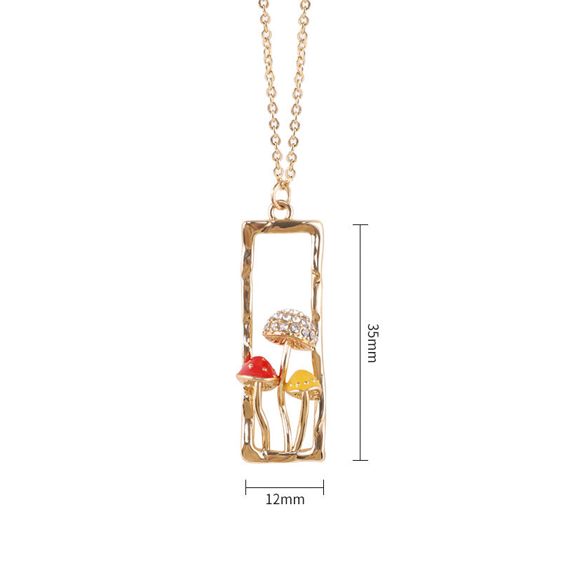 Elegant Streetwear Mushroom Copper Plating Inlay Zircon Pendant Necklace