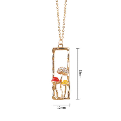 Elegant Streetwear Mushroom Copper Plating Inlay Zircon Pendant Necklace