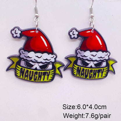 1 Pair Streetwear Geometric Christmas Hat Water Droplets Arylic Drop Earrings