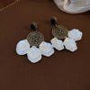 1 Pair Elegant Solid Color Plating Inlay Imitation Pearl Shell Zircon Drop Earrings