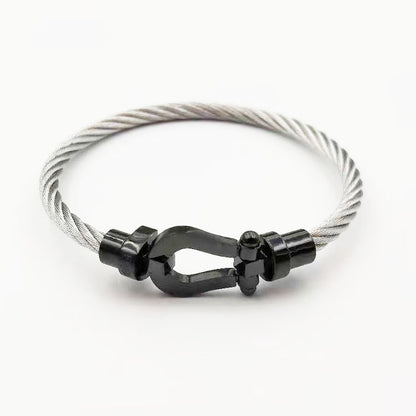 Exaggerated Horseshoe Titanium Steel Polishing Bangle