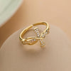 Simple Style Classic Style Cross Copper Plating Inlay Zircon 18k Gold Plated Open Rings