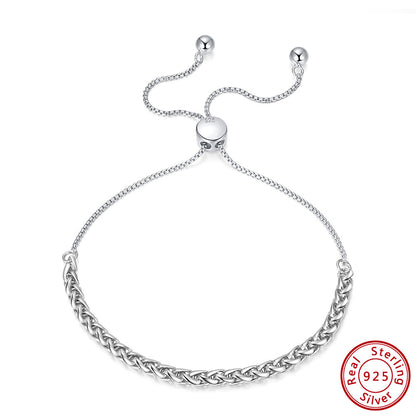 Simple Style Stripe Sterling Silver Polishing Plating Chain Chain 14k Gold Plated White Gold Plated Silver Plated Bracelets