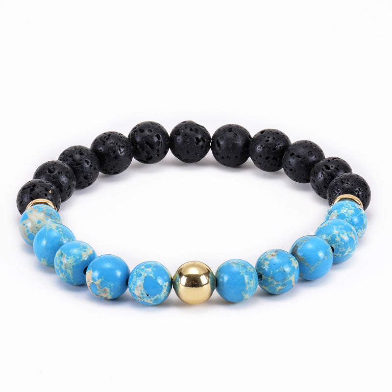 Classic Style Round Natural Stone Turquoise Beaded Bracelets