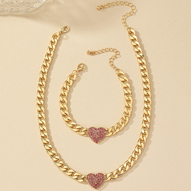 Retro Luxurious Commute Heart Shape Alloy Inlay Rhinestones Women's Jewelry Set