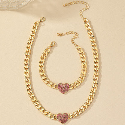 Retro Luxurious Commute Heart Shape Alloy Inlay Rhinestones Women's Jewelry Set