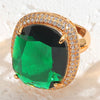 Elegant Classical Vintage Style Square Copper Plating Inlay Zircon 14k Gold Plated Open Rings