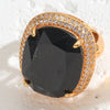 Elegant Classical Vintage Style Square Copper Plating Inlay Zircon 14k Gold Plated Open Rings