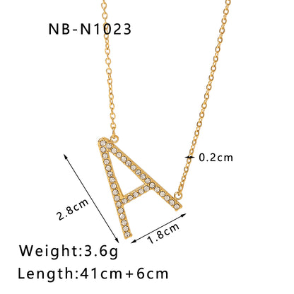 Hip-hop Simple Style Letter Stainless Steel Plating Inlay Zircon 18k Gold Plated Pendant Necklace