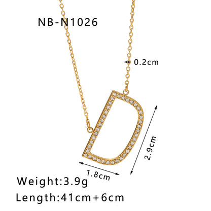 Hip-hop Simple Style Letter Stainless Steel Plating Inlay Zircon 18k Gold Plated Pendant Necklace