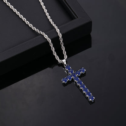 Hip-hop Vintage Style Simple Style Cross Stainless Steel Copper Plating Inlay Zircon Gold Plated Silver Plated Pendant Necklace