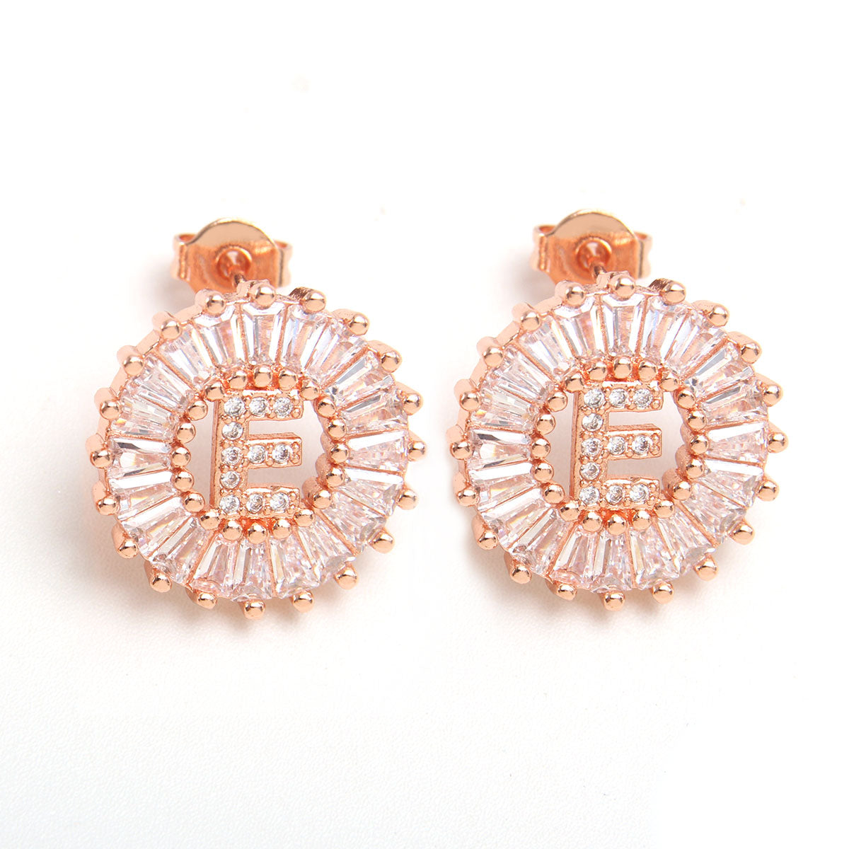 Fashion Letter Copper Inlay Zircon Ear Studs 1 Pair