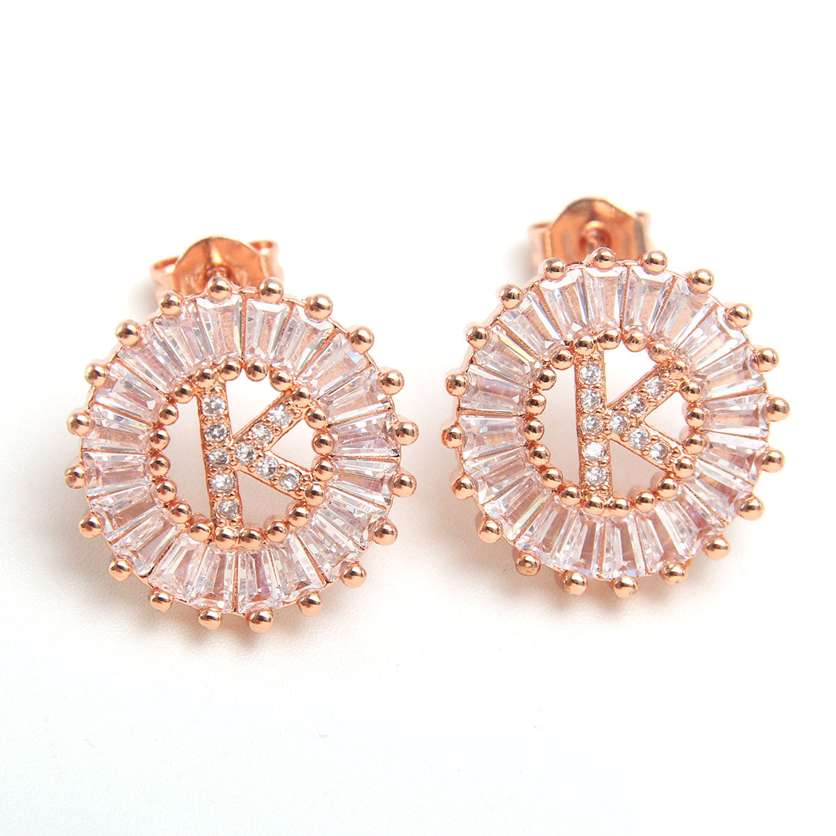 Fashion Letter Copper Inlay Zircon Ear Studs 1 Pair