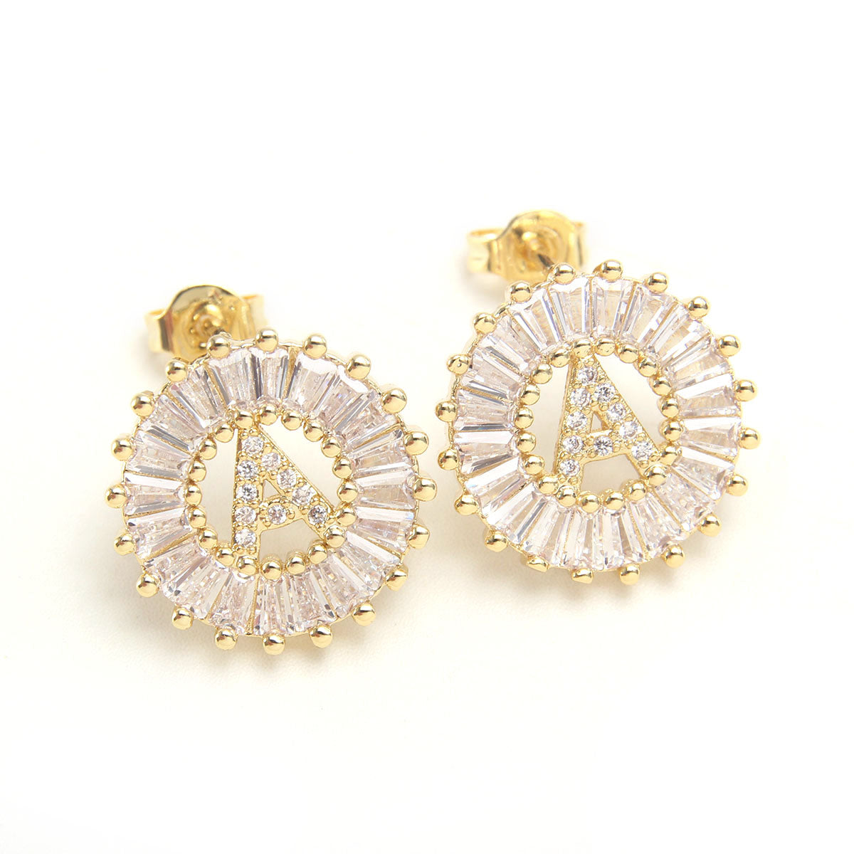 Fashion Letter Copper Inlay Zircon Ear Studs 1 Pair