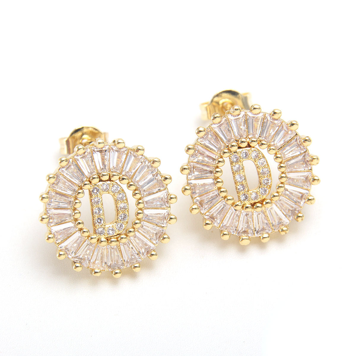 Fashion Letter Copper Inlay Zircon Ear Studs 1 Pair