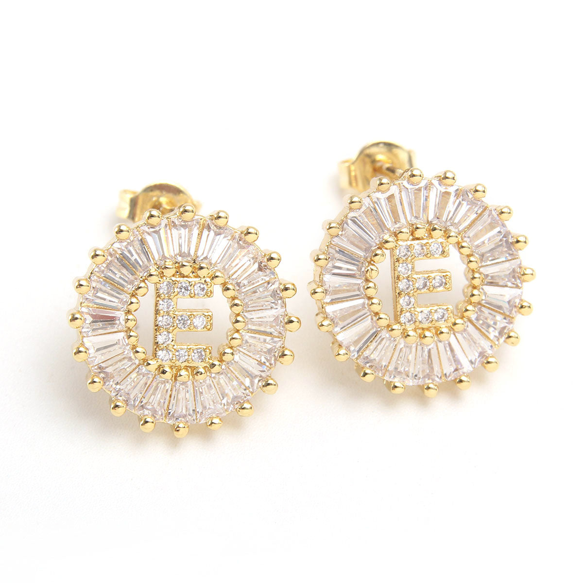 Fashion Letter Copper Inlay Zircon Ear Studs 1 Pair