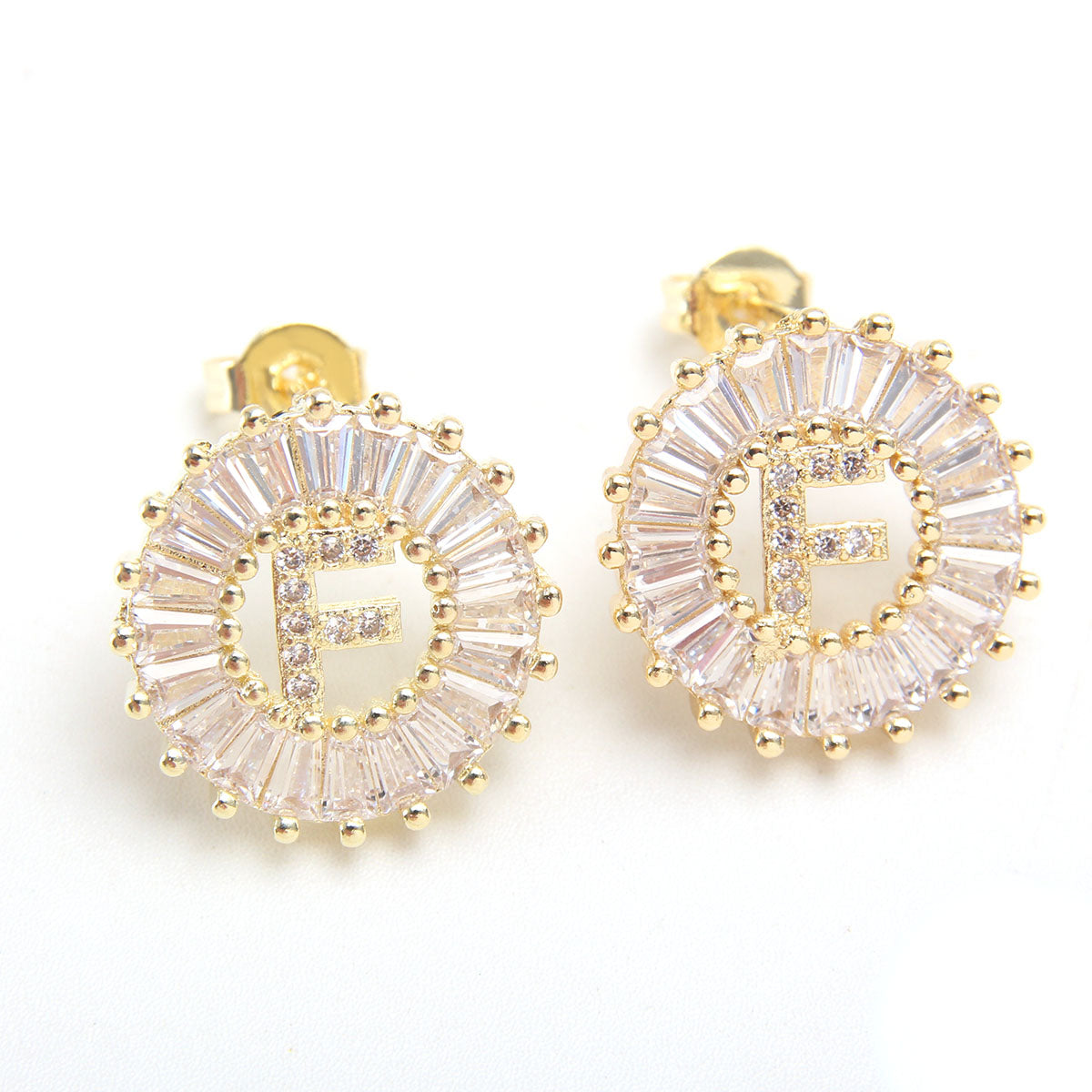 Fashion Letter Copper Inlay Zircon Ear Studs 1 Pair