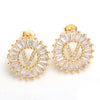 Fashion Letter Copper Inlay Zircon Ear Studs 1 Pair