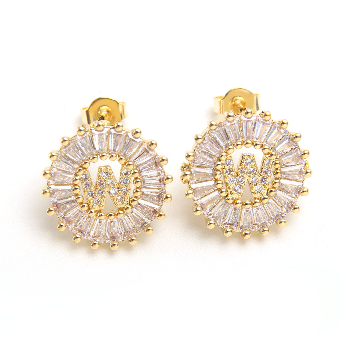 Fashion Letter Copper Inlay Zircon Ear Studs 1 Pair