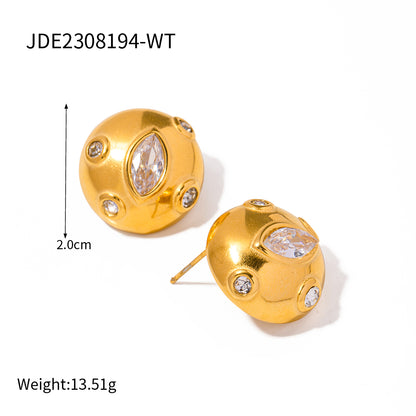 1 Pair Simple Style Round Plating Stainless Steel 18k Gold Plated Ear Studs