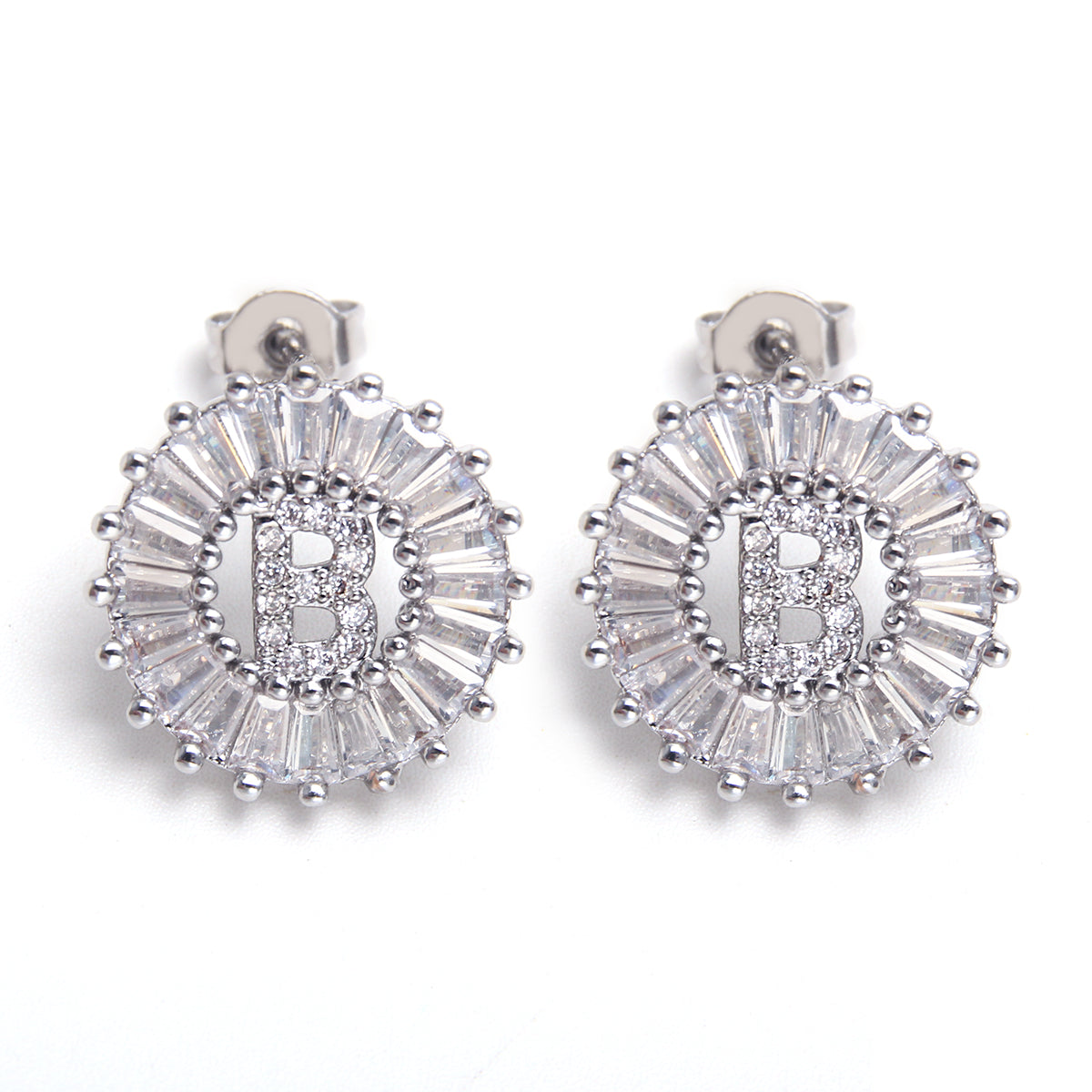 Fashion Letter Copper Inlay Zircon Ear Studs 1 Pair