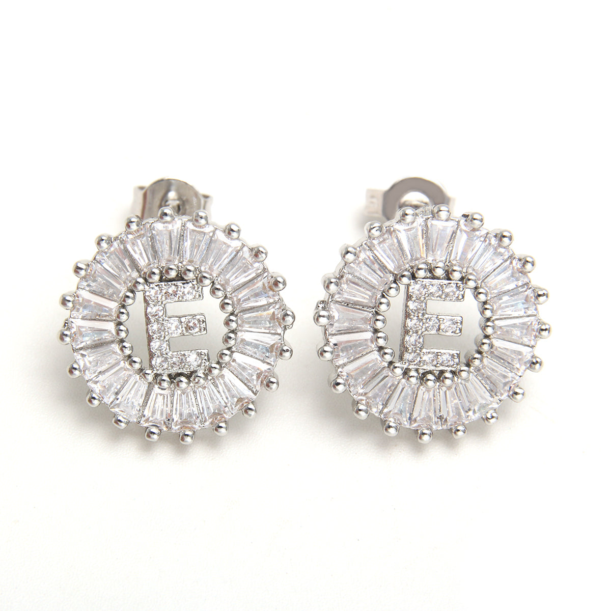 Fashion Letter Copper Inlay Zircon Ear Studs 1 Pair