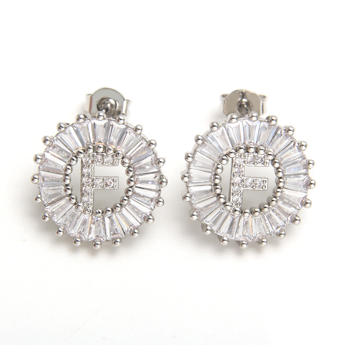 Fashion Letter Copper Inlay Zircon Ear Studs 1 Pair