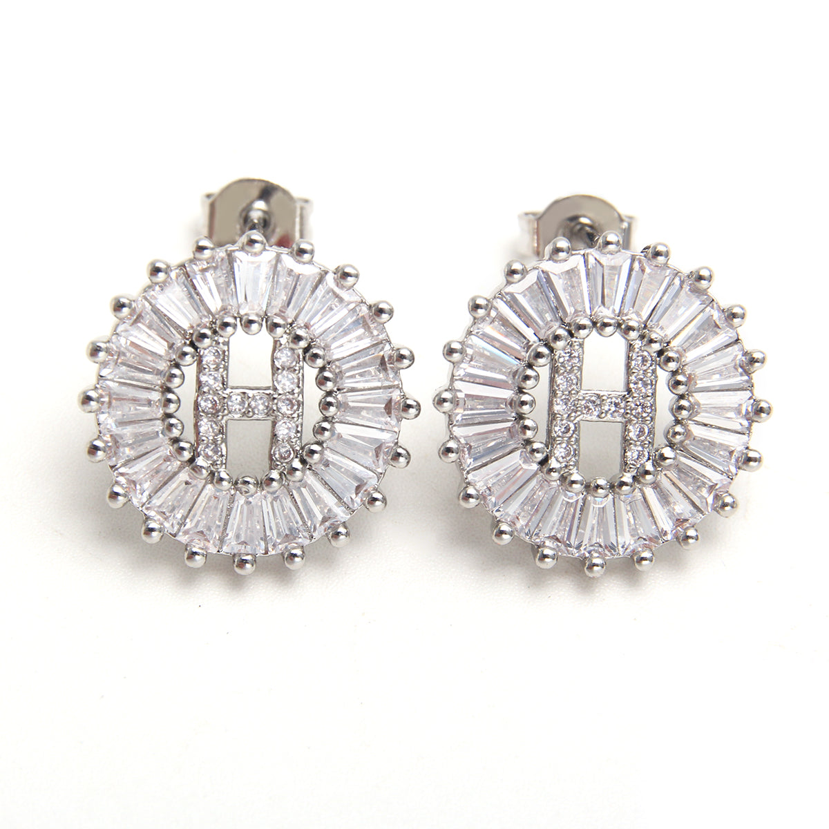 Fashion Letter Copper Inlay Zircon Ear Studs 1 Pair