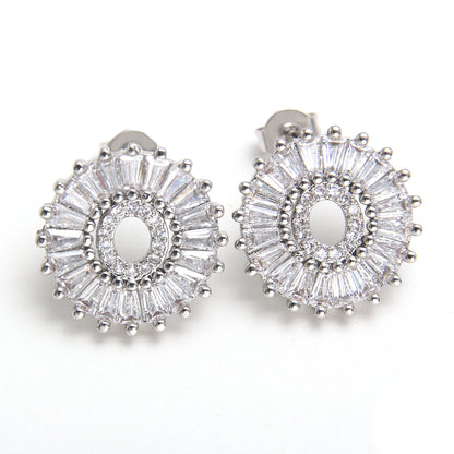 Fashion Letter Copper Inlay Zircon Ear Studs 1 Pair