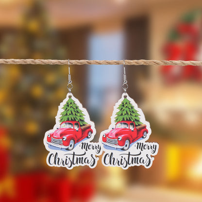 1 Pair Christmas Streetwear Santa Claus Snowflake Elk Arylic Wood Drop Earrings Earrings Ear Studs