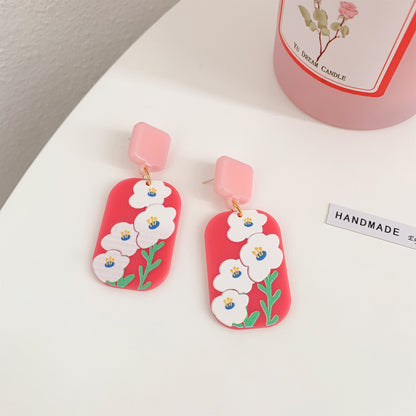 1 Pair Simple Style Rabbit Printing Arylic Drop Earrings