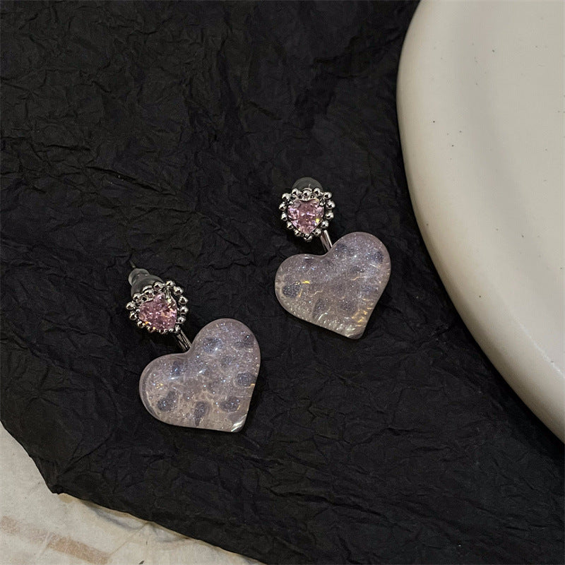 1 Pair Sweet Heart Shape Plating Resin Copper Drop Earrings