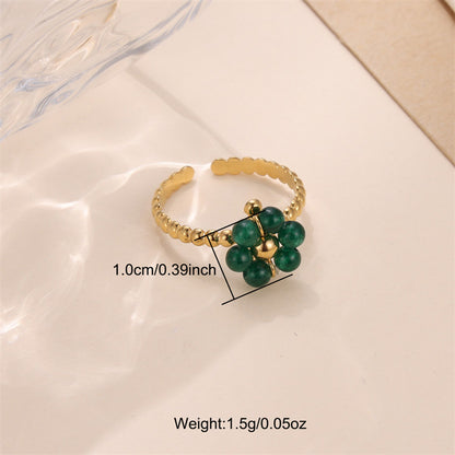 Simple Style Flower Stainless Steel Inlay Pearl Rings