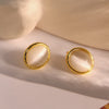 1 Pair Retro U Shape Solid Color Plating Inlay Copper Opal Ear Studs