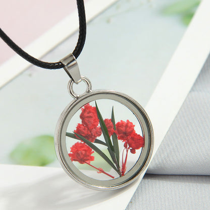 Simple Style Flower Alloy Glass Women's Pendant Necklace