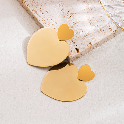 1 Pair Elegant Luxurious Water Droplets Heart Shape Solid Color Irregular Plating Stainless Steel 18k Gold Plated Drop Earrings