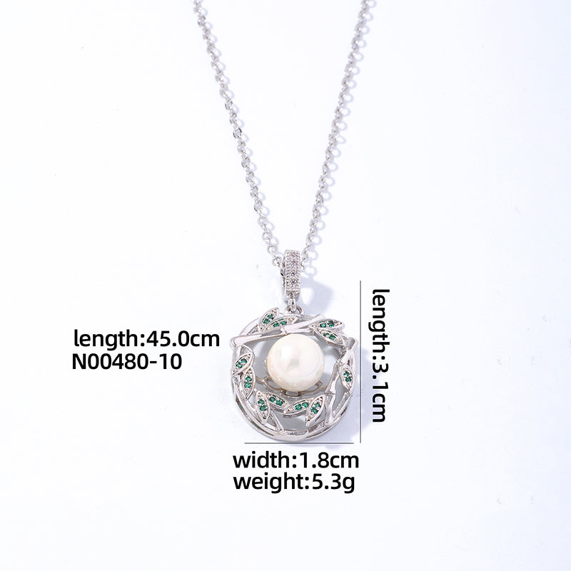 Ig Style Elegant Original Design Water Droplets Copper Plating Inlay Pearl Zircon White Gold Plated Gold Plated Pendant Necklace