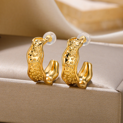 1 Pair Vintage Style Exaggerated Simple Style C Shape Plating Stainless Steel 18k Gold Plated Earrings