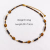 Casual Vintage Style Geometric Stainless Steel Tiger Eye Knitting Necklace