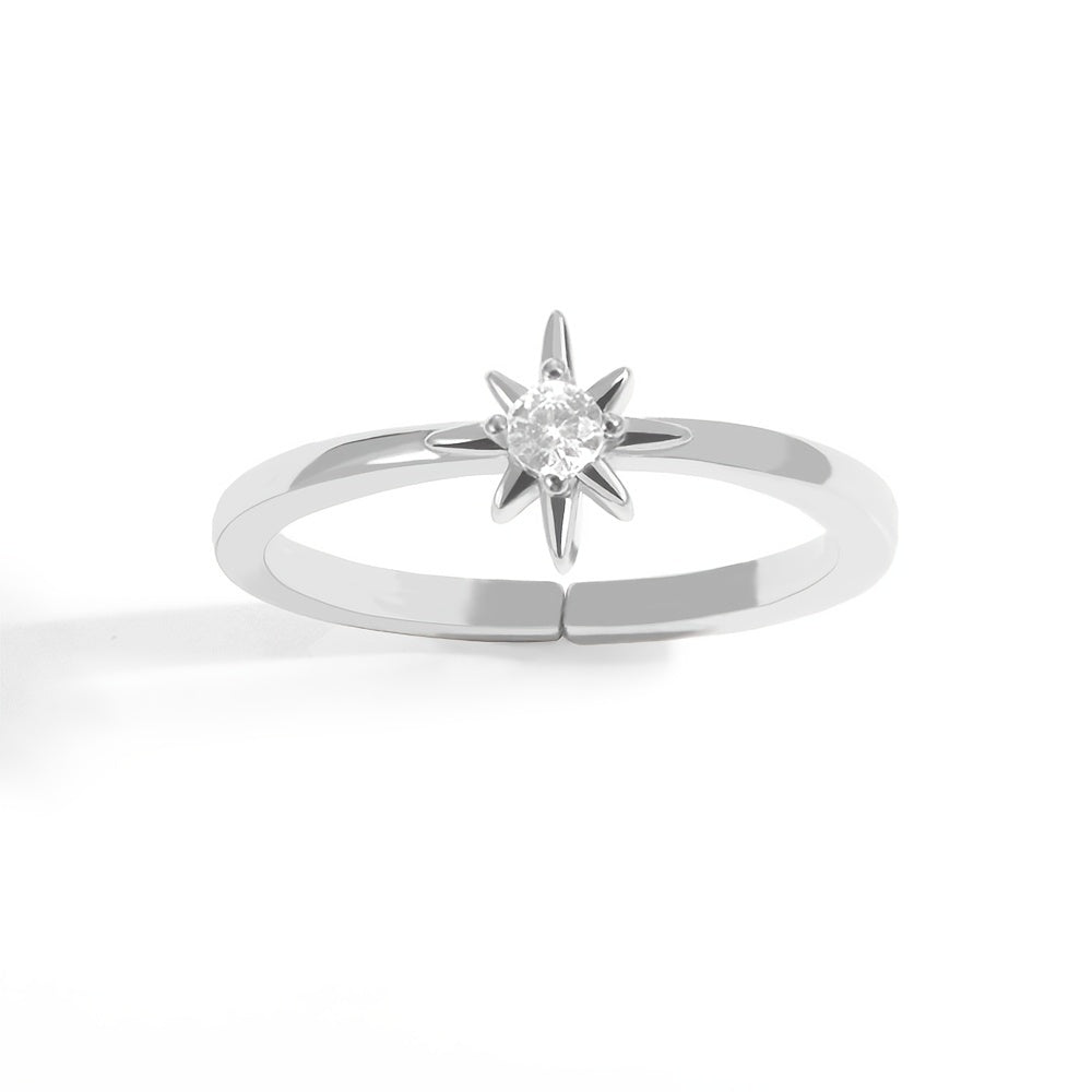 Simple Style Star Copper Gold Plated Zircon Open Rings In Bulk