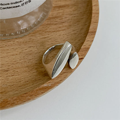 Retro Water Droplets Sterling Silver Polishing Open Rings