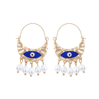 1 Pair Ig Style Retro Devil's Eye Enamel Pearl Alloy Drop Earrings