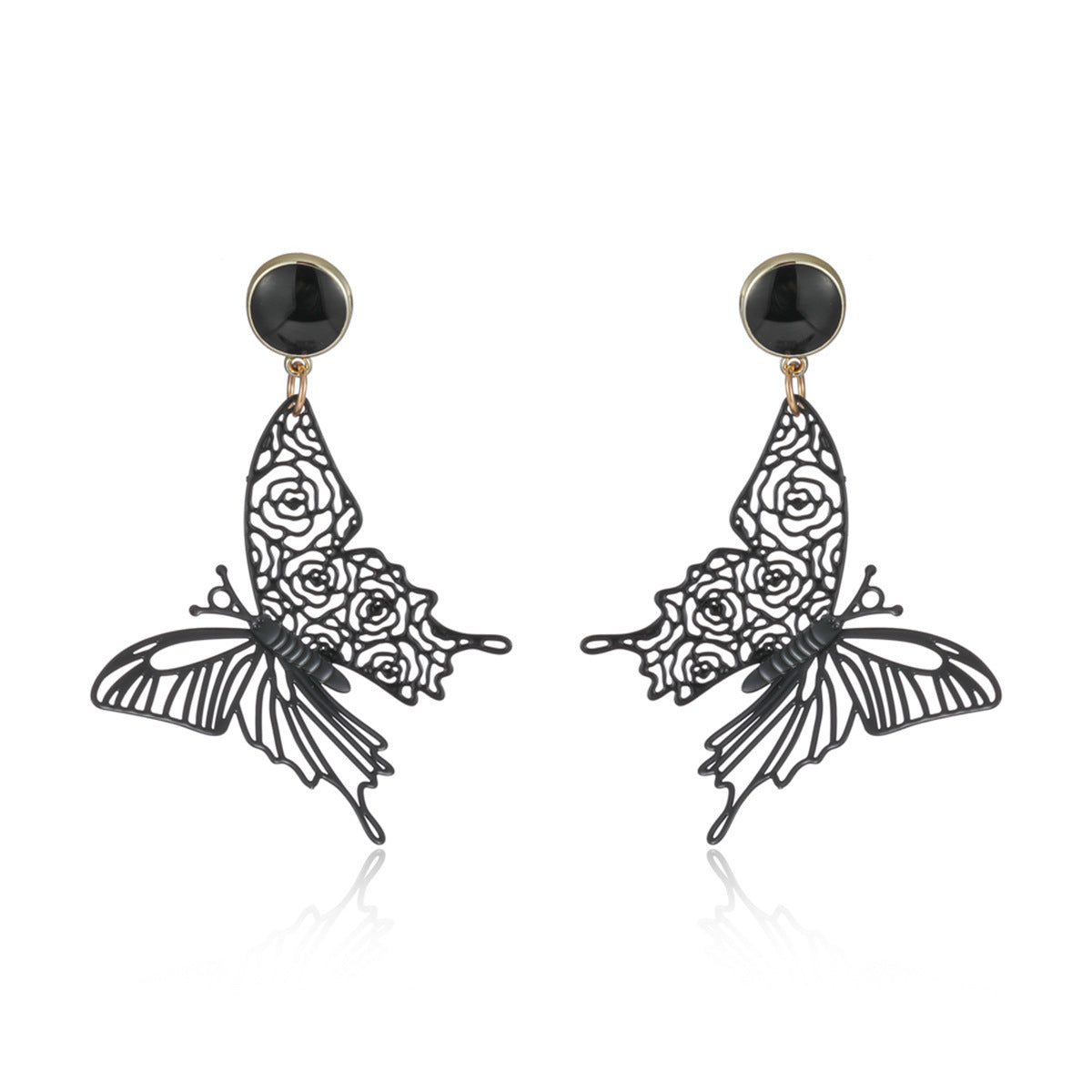 1 Pair Ig Style Simple Style Butterfly Plating Hollow Out Metal Drop Earrings