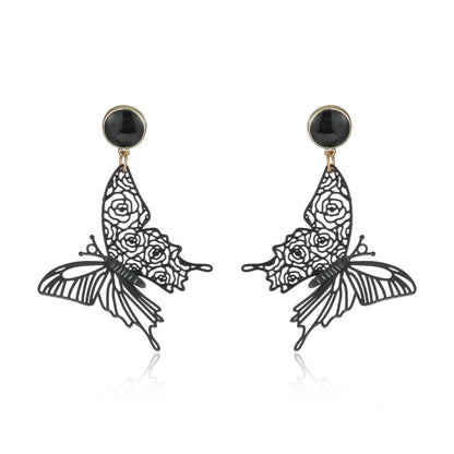 1 Pair Ig Style Simple Style Butterfly Plating Hollow Out Metal Drop Earrings