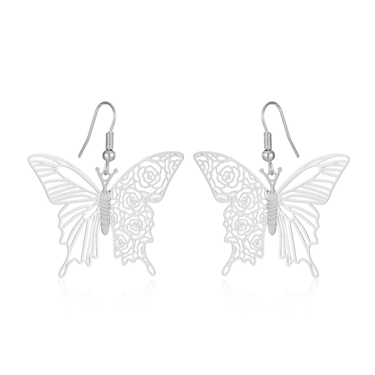 1 Pair Ig Style Simple Style Butterfly Plating Hollow Out Metal Drop Earrings