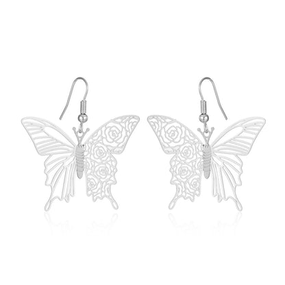 1 Pair Ig Style Simple Style Butterfly Plating Hollow Out Metal Drop Earrings