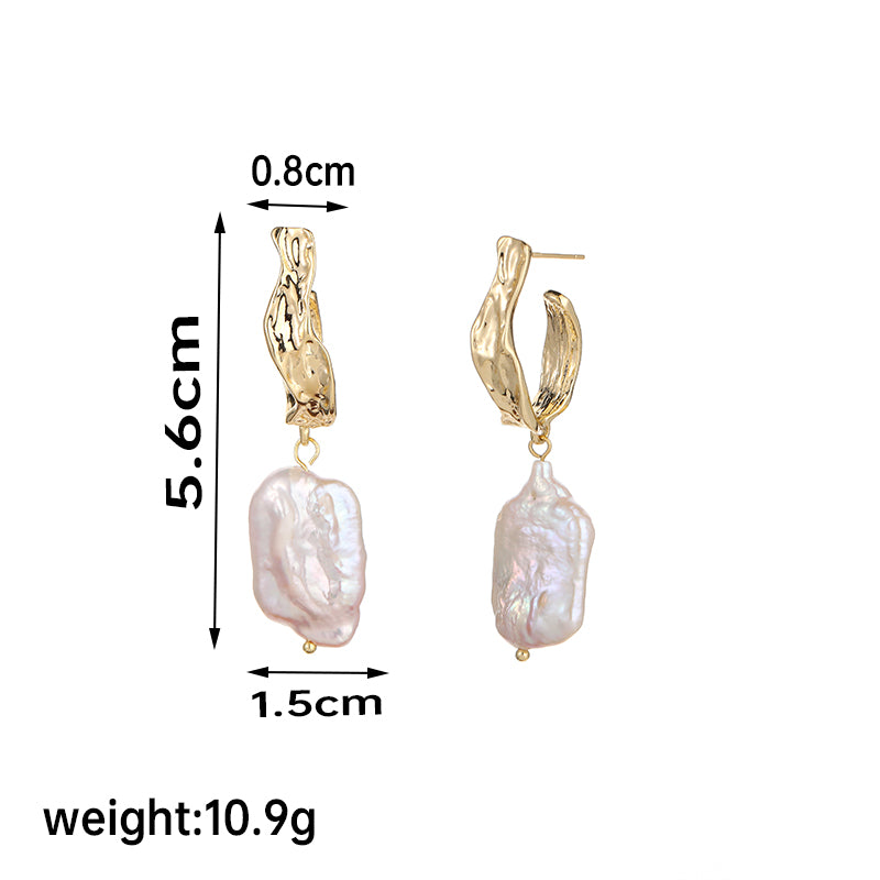 1 Pair Retro Baroque Style Irregular Pearl Plating Copper 18k Gold Plated Silver Plated Drop Earrings