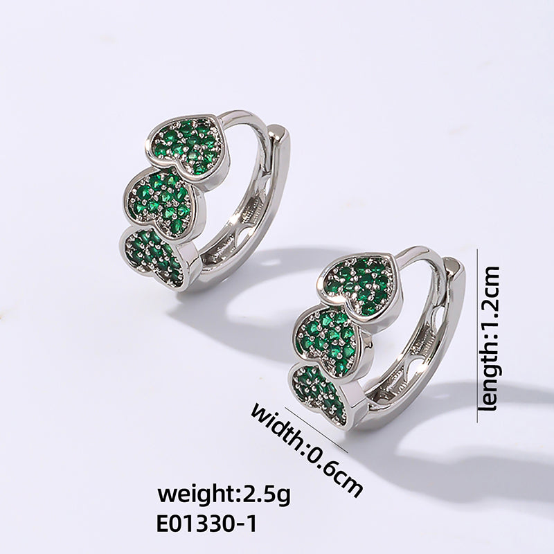 1 Pair Vintage Style Simple Style Heart Shape Plating Inlay Copper Zircon White Gold Plated Gold Plated Earrings