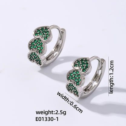 1 Pair Vintage Style Simple Style Heart Shape Plating Inlay Copper Zircon White Gold Plated Gold Plated Earrings