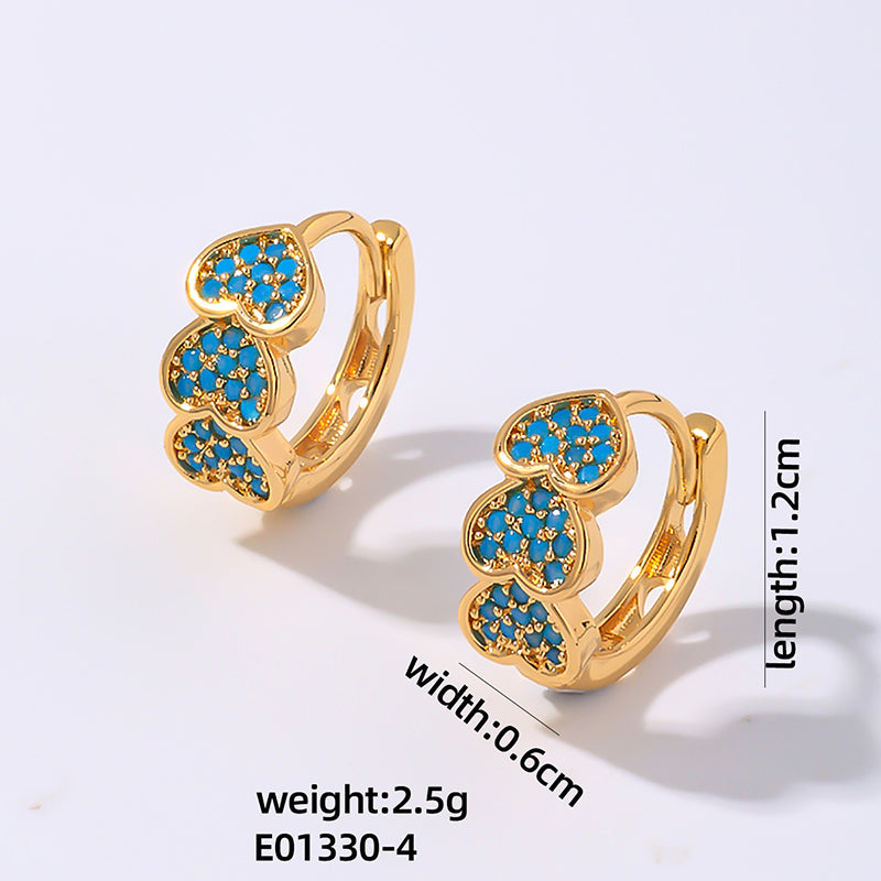 1 Pair Vintage Style Simple Style Heart Shape Plating Inlay Copper Zircon White Gold Plated Gold Plated Earrings